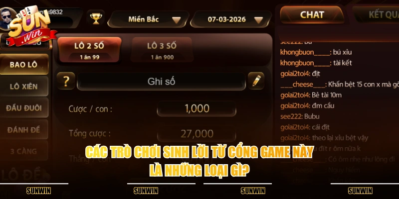 Các trò chơi sinh lời từ cổng game này là những loại gì?