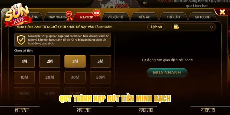 Quy trình nạp rút tiền minh bạch Quy trình nạp rút tiền minh bạch